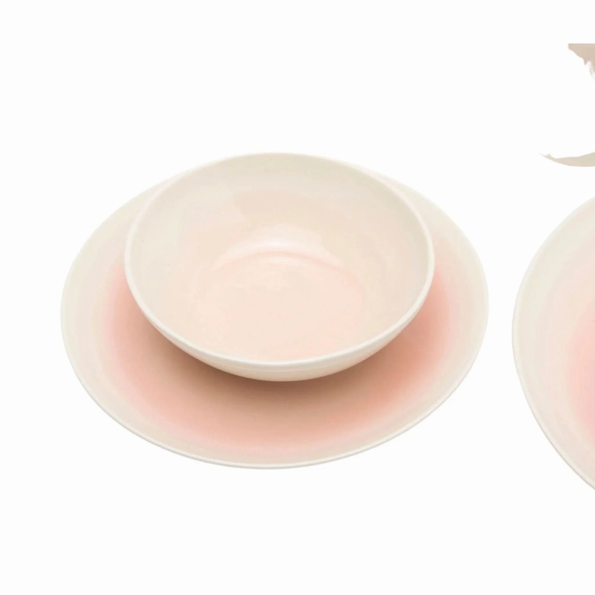 Stoneware Cereal/Ice Cream Bowls in Vintage Rose and Cream