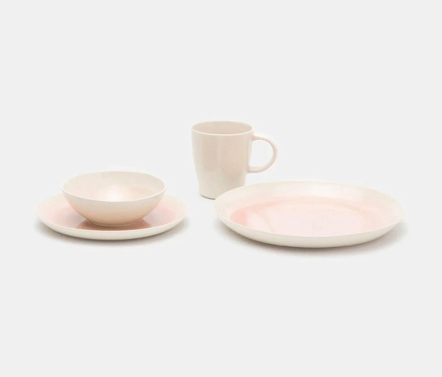 Stoneware Cereal/Ice Cream Bowls in Vintage Rose and Cream