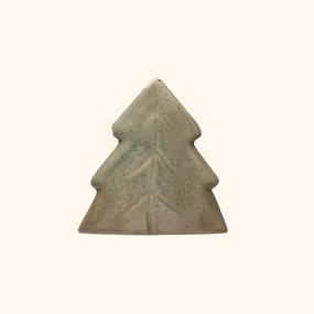 Stoneware Christmas Tree Sponge Holder Green minimalist art object  