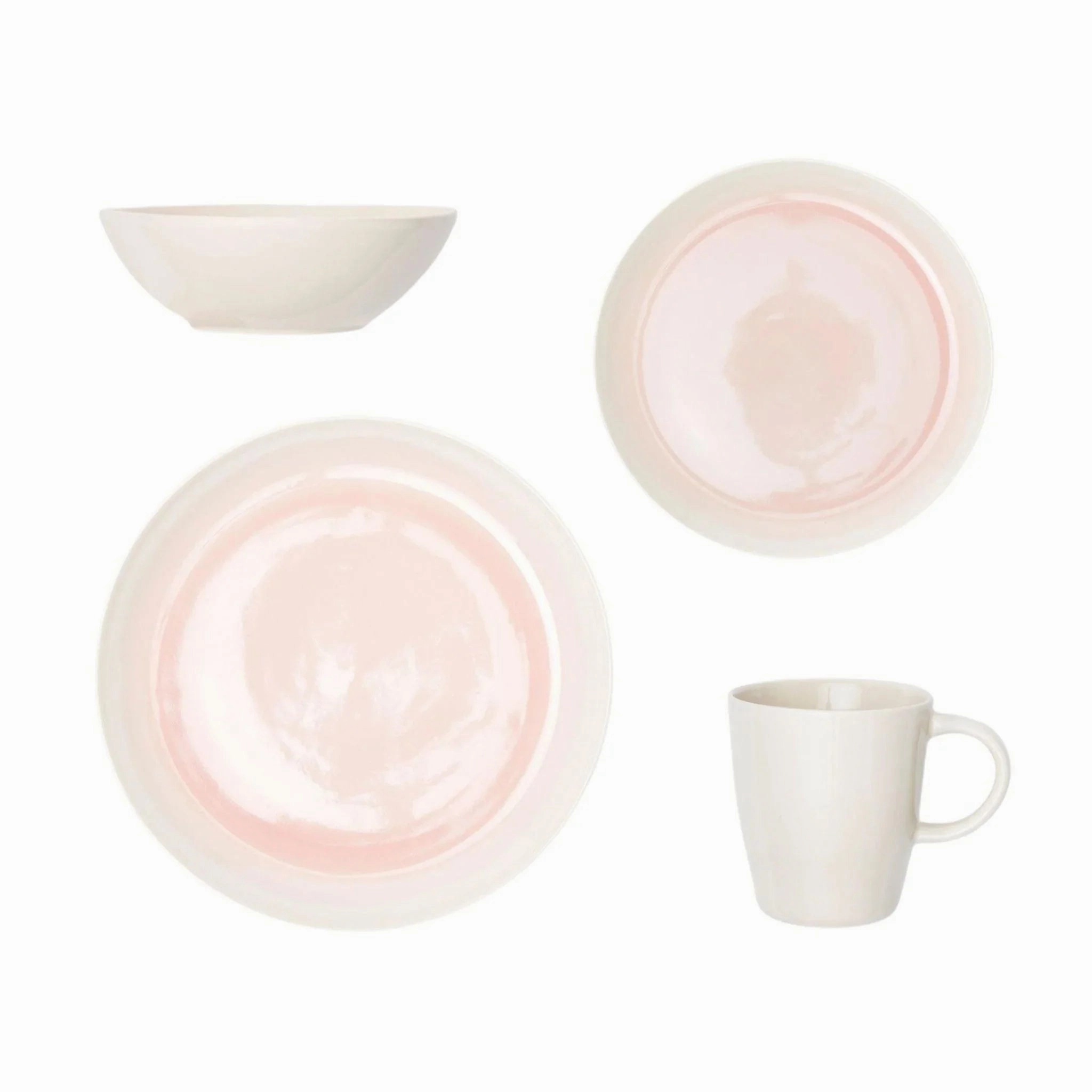 Stoneware Mugs in Vintage Rose and Cream
