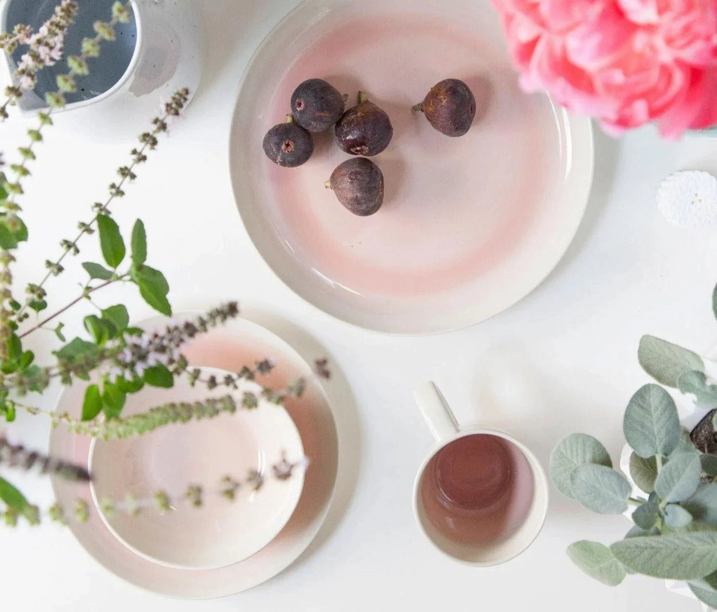 Stoneware Salad Plates in Vintage Rose and Cream