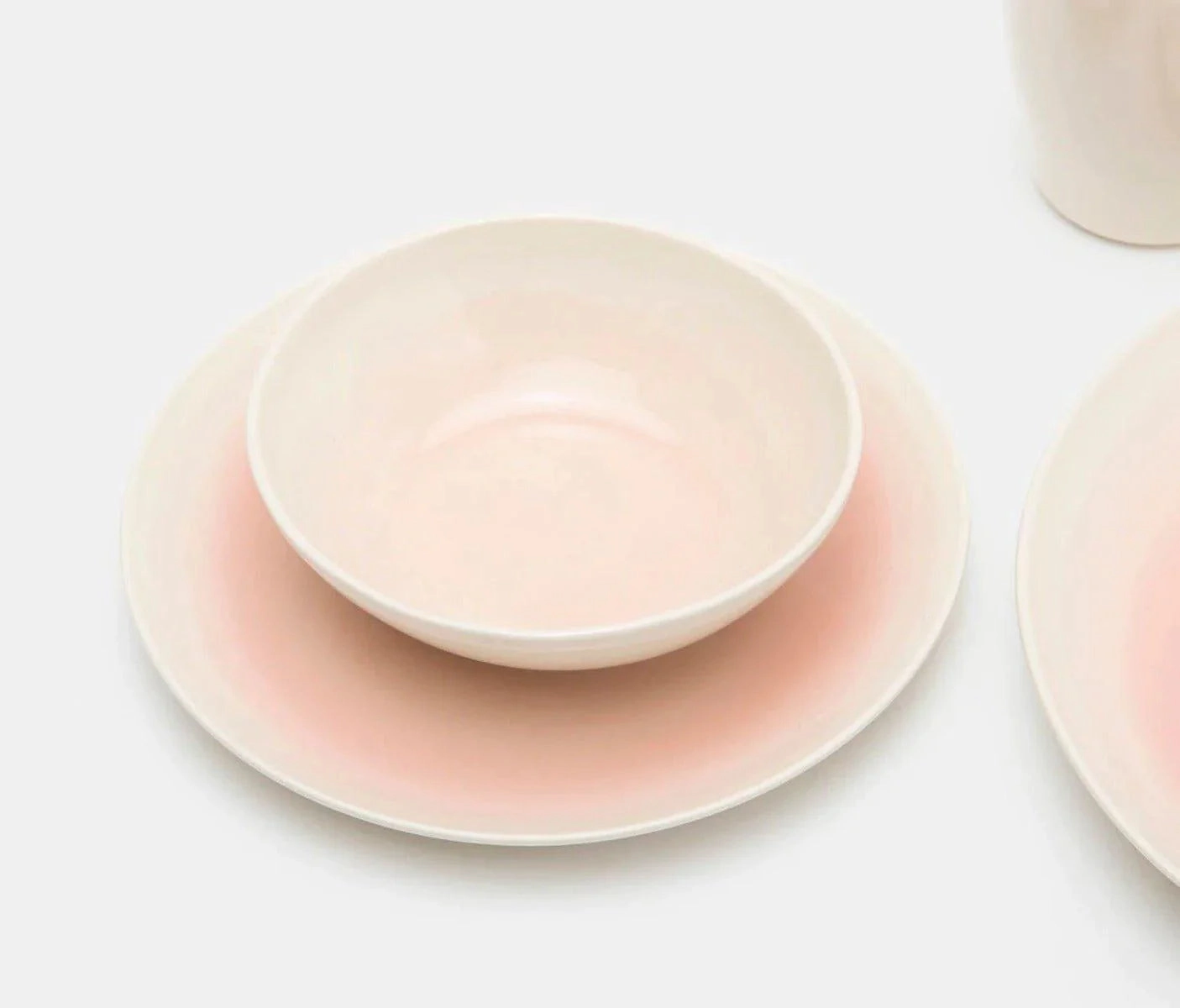 Stoneware Salad Plates in Vintage Rose and Cream