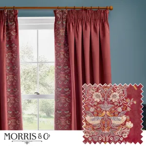 Strawberry Thief Embroidered Floral Velvet Pencil Pleat Curtains Berry modern fashion rug  