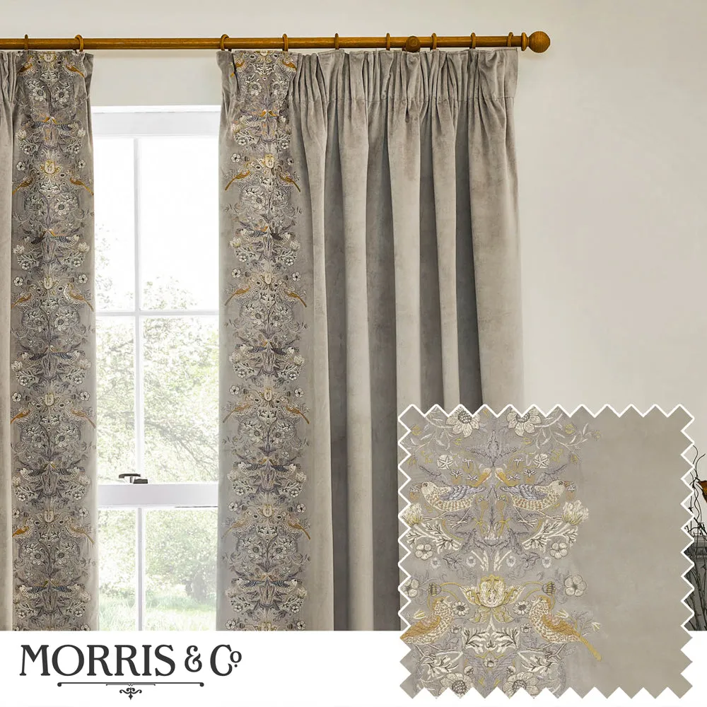Strawberry Thief Embroidered Floral Velvet Pencil Pleat Curtains Biscuit modern fashion rug  
