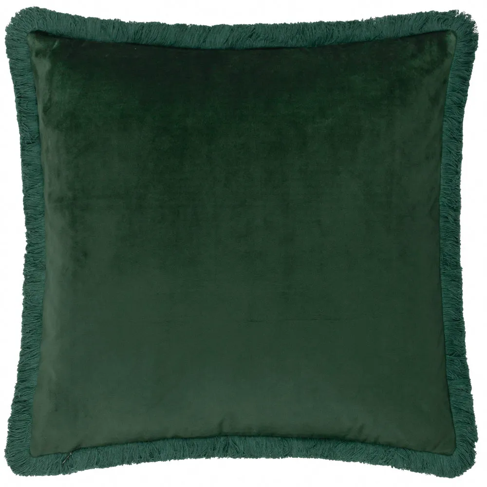 Strawberry Thief Embroidered Velvet Cushion Forest