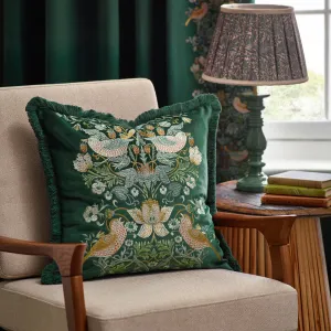 Strawberry Thief Embroidered Velvet Cushion Forest modern fashion rug  