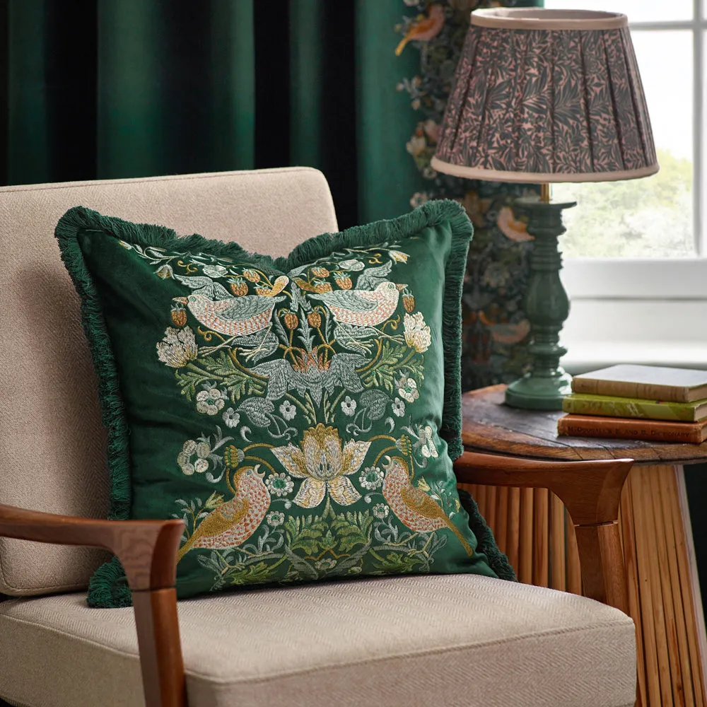 Strawberry Thief Embroidered Velvet Cushion Forest modern fashion rug  