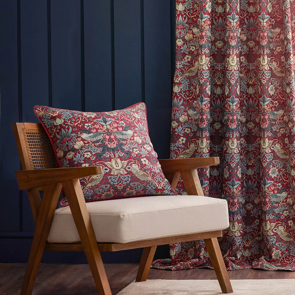 Strawberry Thief Jacquard Floral Pencil Pleat Curtains Berry