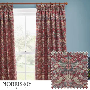 Strawberry Thief Jacquard Floral Pencil Pleat Curtains Berry modern fashion rug  