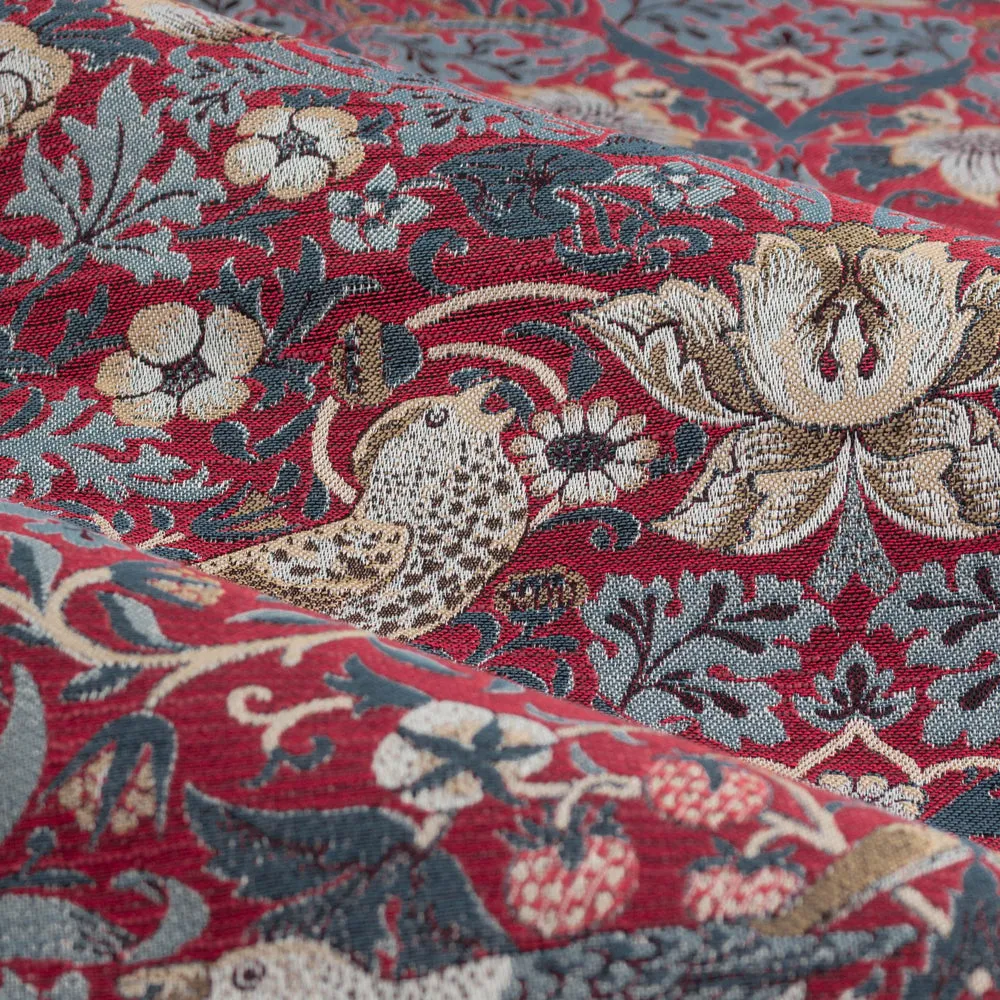 Strawberry Thief Jacquard Floral Pencil Pleat Curtains Berry