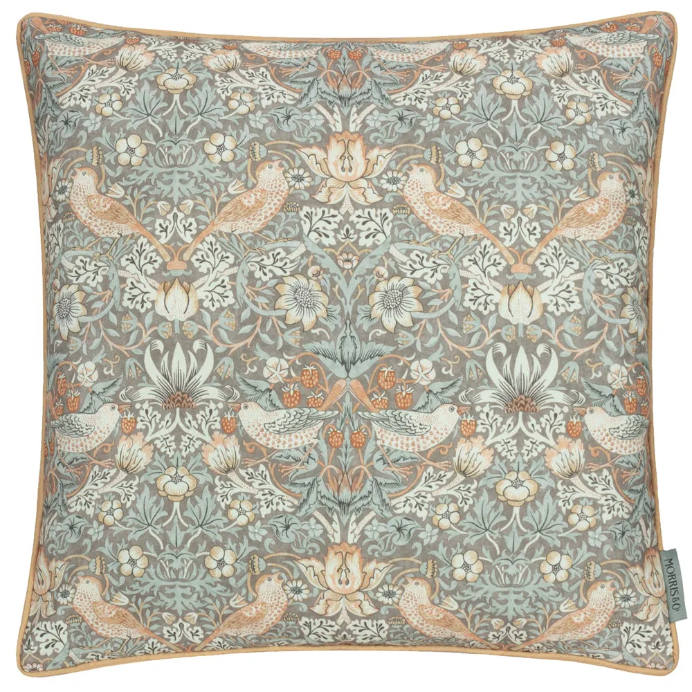 Strawberry Thief Piped Outdoor Cushion Biscuit
