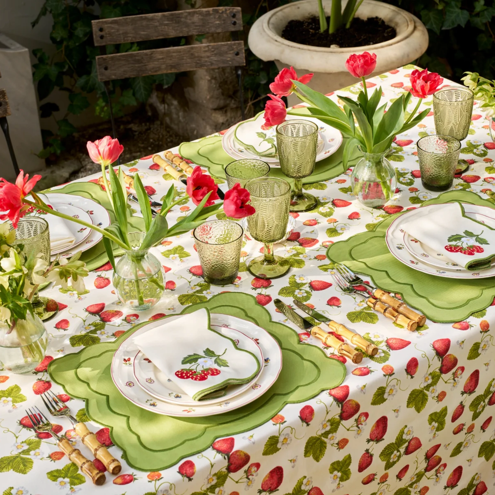 Strawberry Embroidered Placemat & Napkin Set