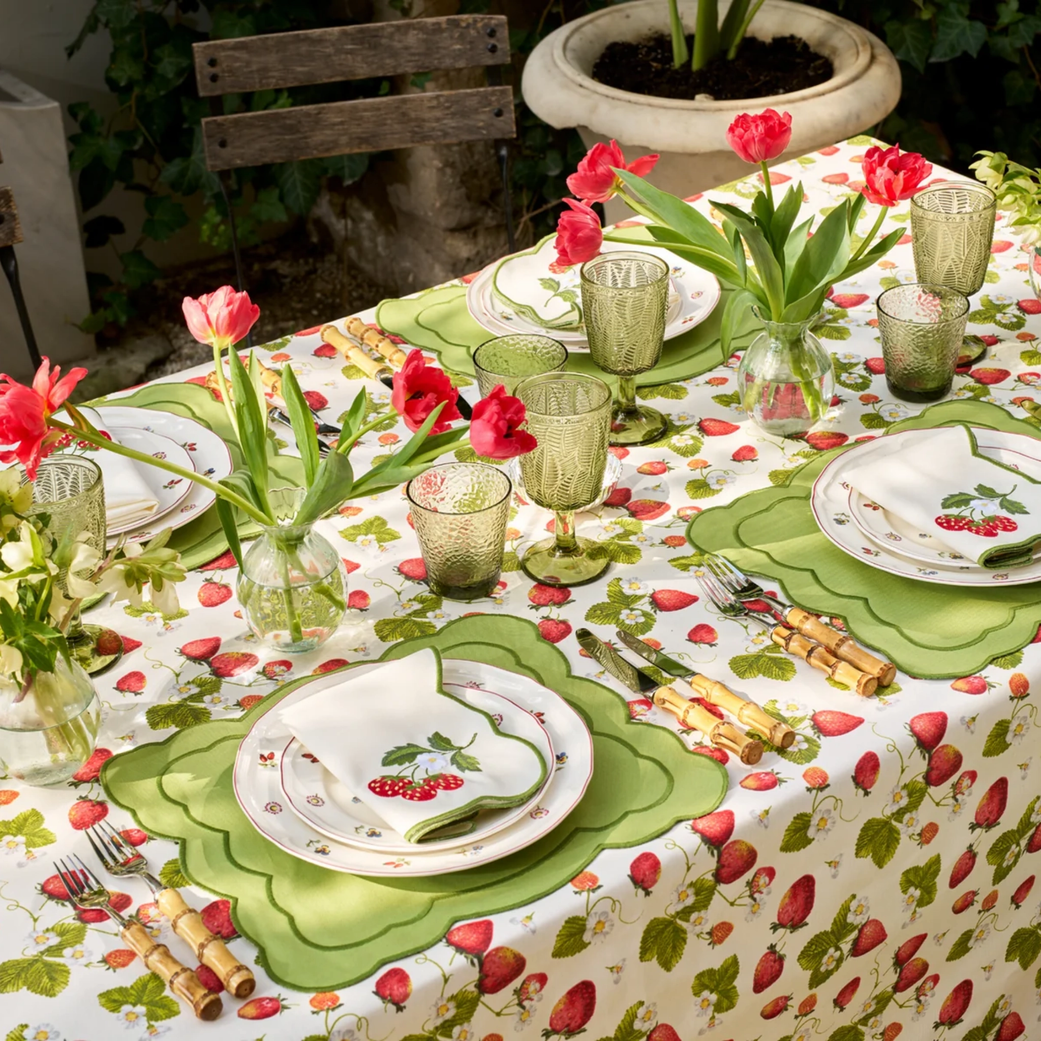 Strawberry Embroidered Placemat & Napkin Set