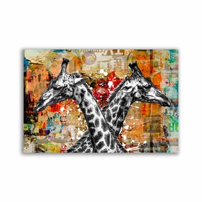 Street art giraffe framed mural artwork