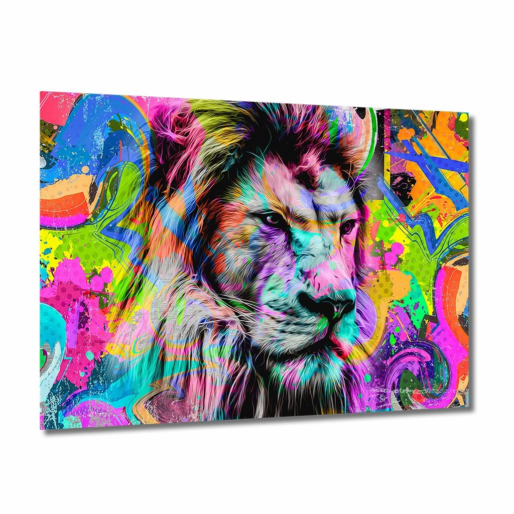 Street Art Lion Brushed on AluDibond framed mural artwork