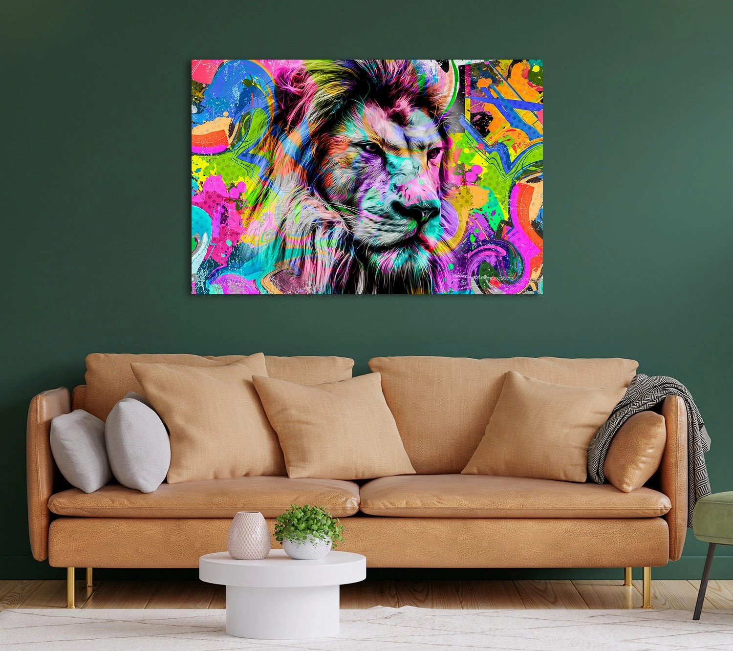Street Art Lion Brushed on AluDibond