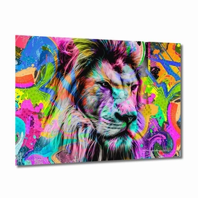 Street Art Lion Brushed on AluDibond framed mural artwork