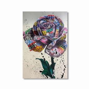Street Art Rose by Banksy framed mural artwork