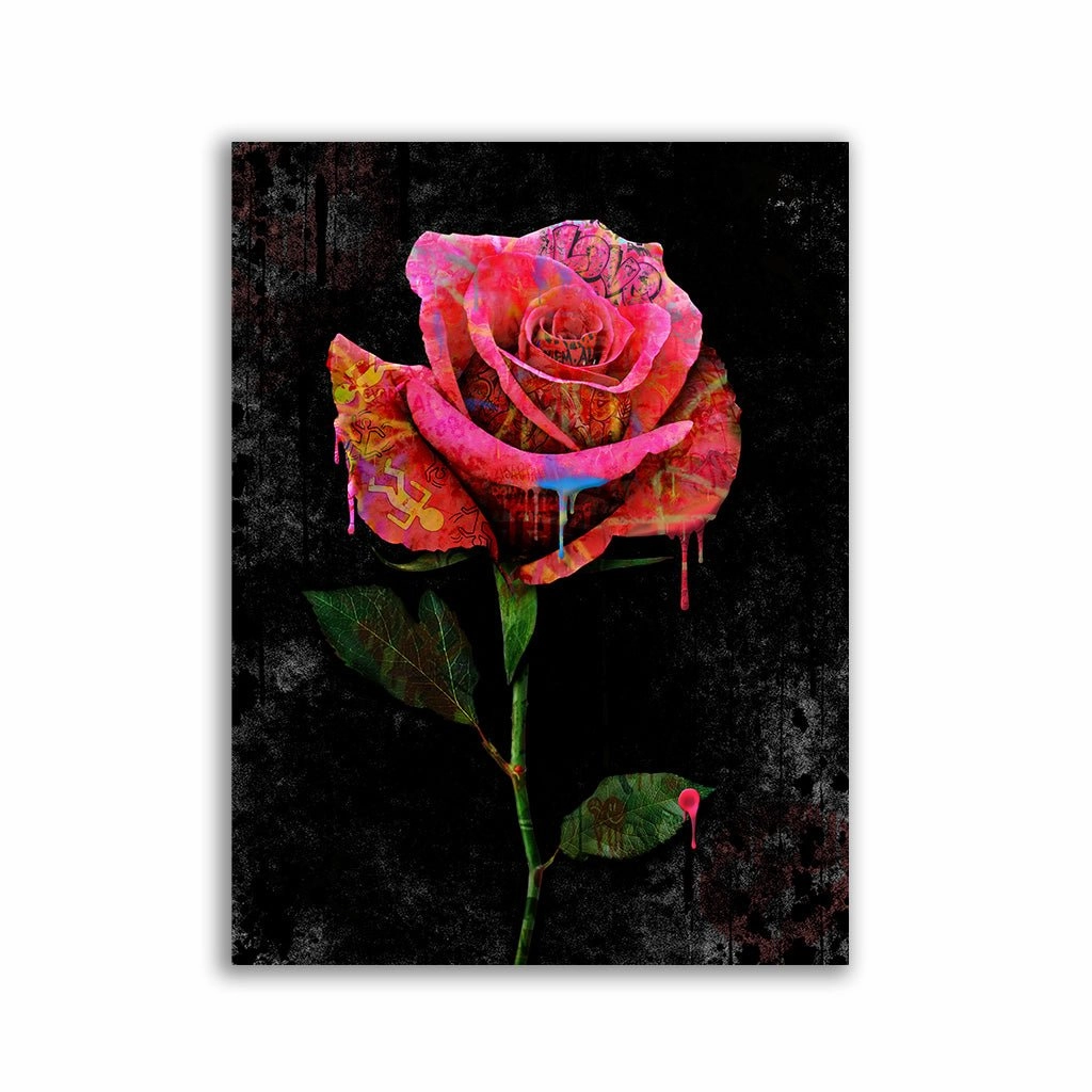 Street Art Rose by Frank Amoruso framed mural artwork