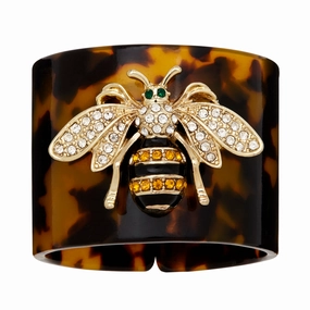 Stripey Bee Resin Napkin Rings, Tortoiseshell, Set of Four cute desktop display