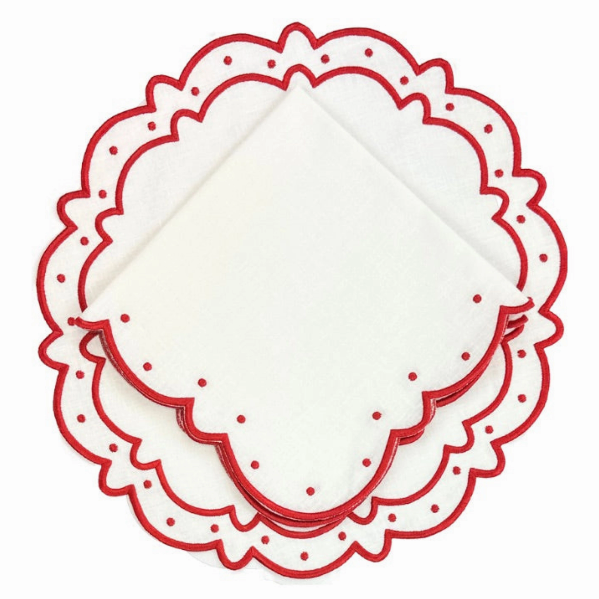 Studio Collection: Ava Napkins in Linen White/Red, Set of 4