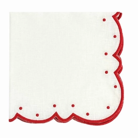 Studio Collection: Ava Napkins in Linen White/Red, Set of 4 mini desktop sculpture