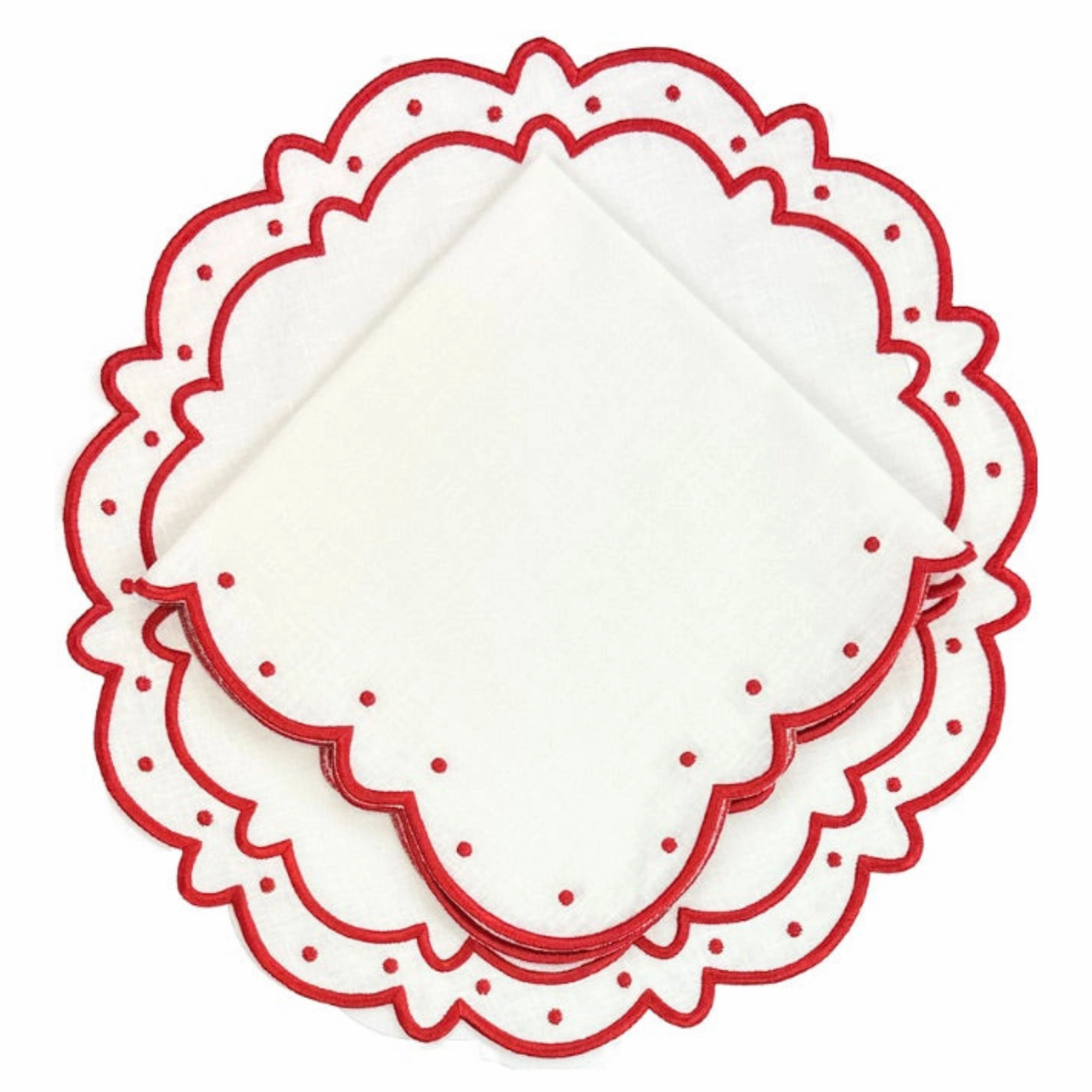 Studio Collection: Ava Placemats in Linen White/Red, Set of 4
