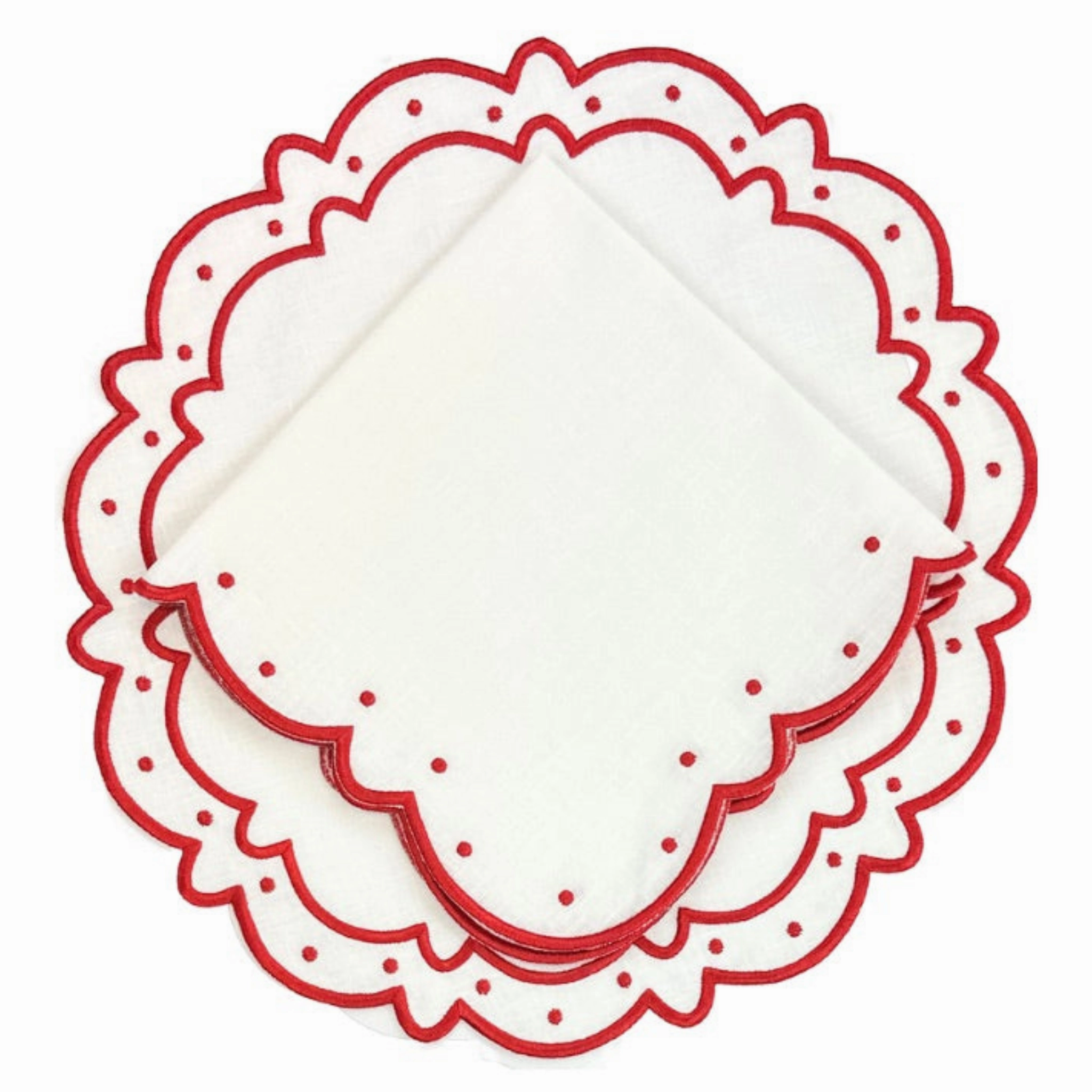 Studio Collection: Ava Placemats in Linen White/Red, Set of 4