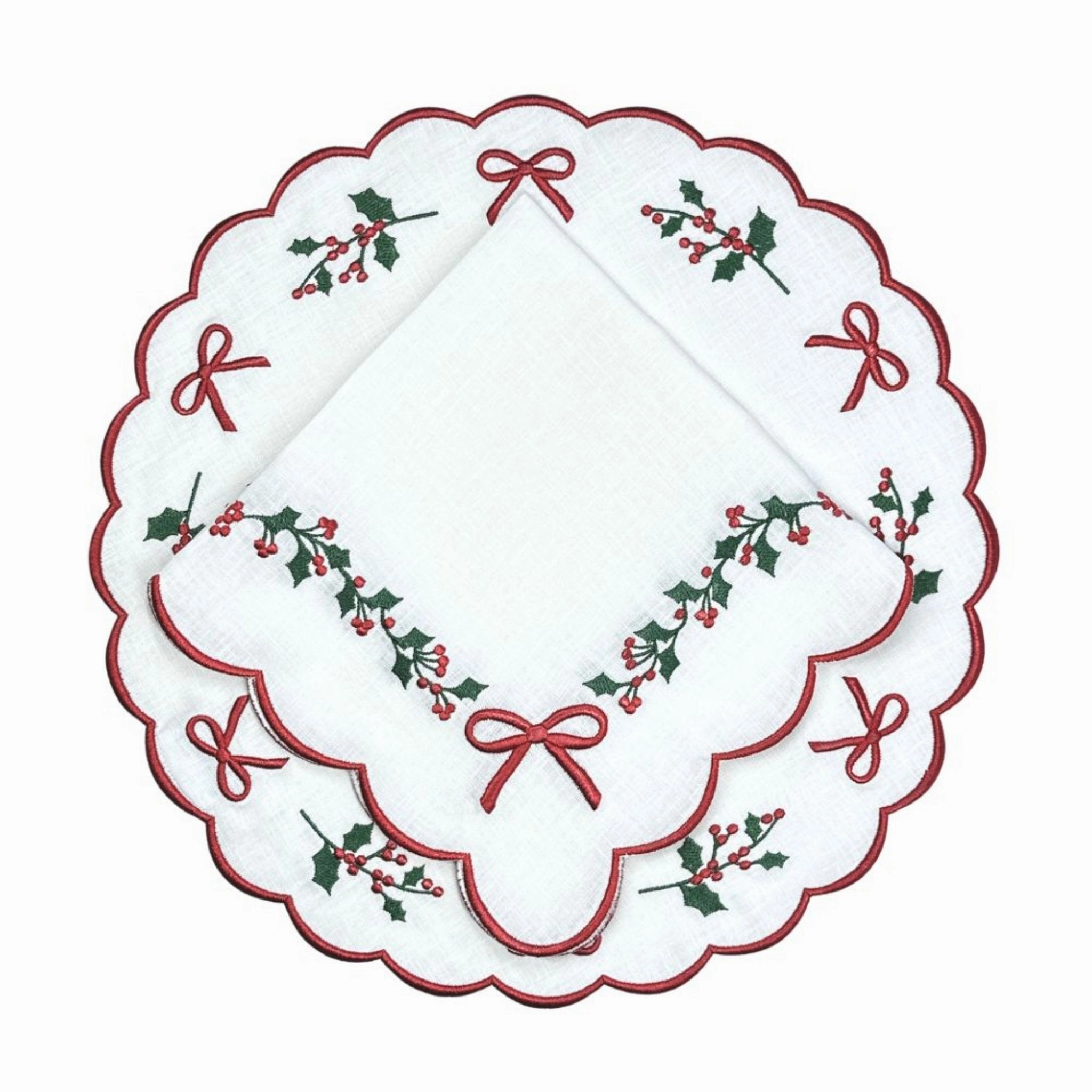 Studio Collection: Holly & Bows Napkin, Set of 4