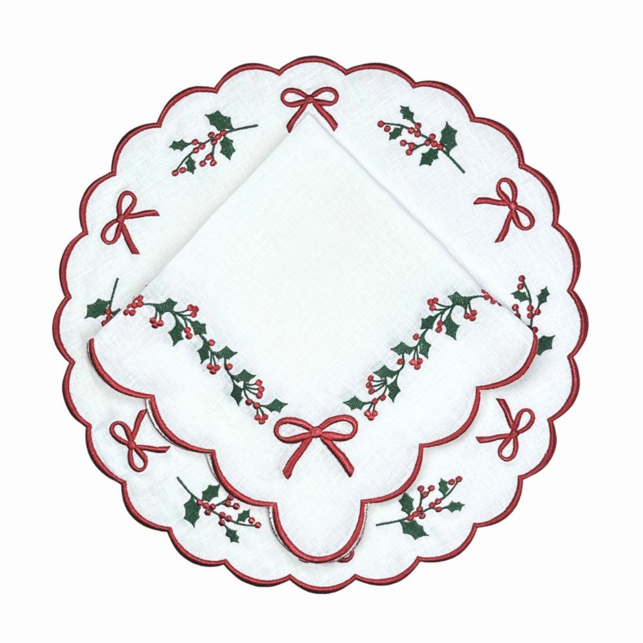 Studio Collection: Holly & Bows Napkin, Set of 4