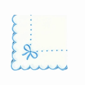 Studio Collection: Juliet Bows Napkins in Linen in White/Blue, Set of 4 cute desktop display