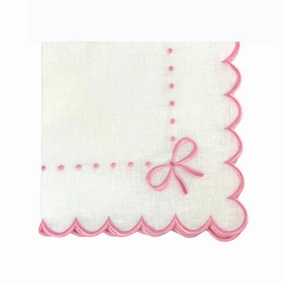Studio Collection Juliet Bows Napkins in Linen White/Pink cute desktop display