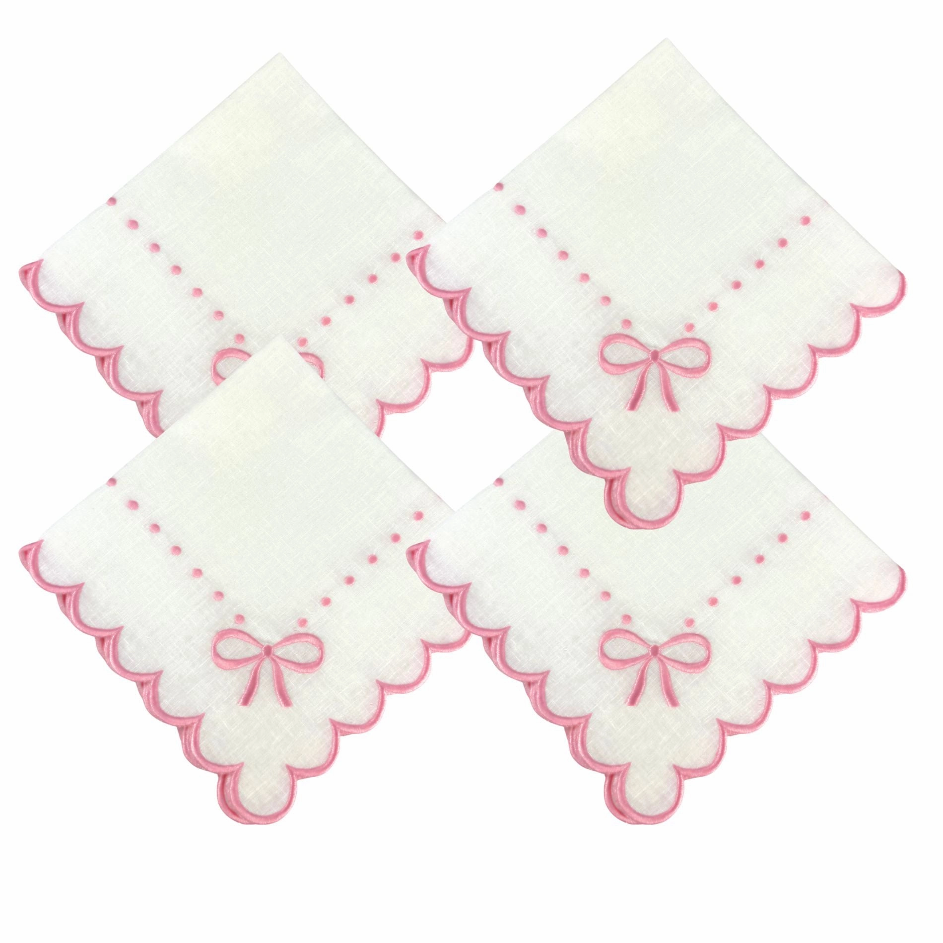 Studio Collection Juliet Bows Napkins in Linen White/Pink