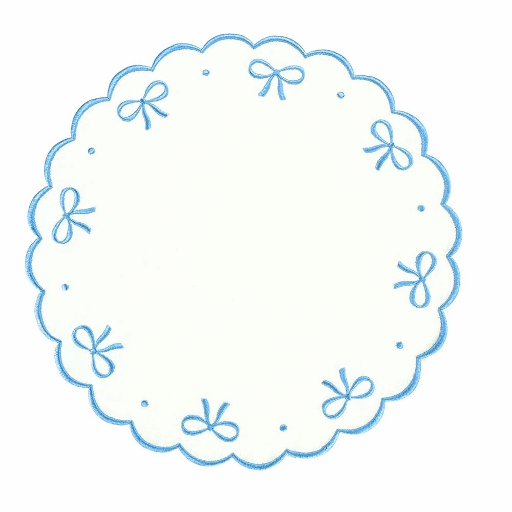 Studio Collection: Juliet Bows Placemats in Linen in White/Blue, Set of 4 cute desktop display