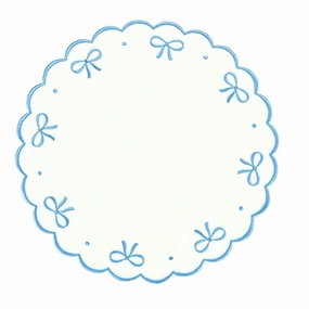 Studio Collection: Juliet Bows Placemats in Linen in White/Blue, Set of 4 mini desktop sculpture