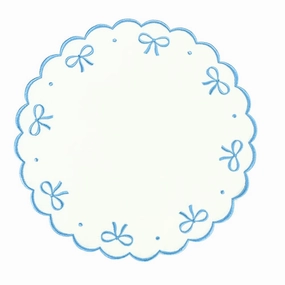 Studio Collection: Juliet Bows Placemats in Linen in White/Blue, Set of 4 cute desktop display
