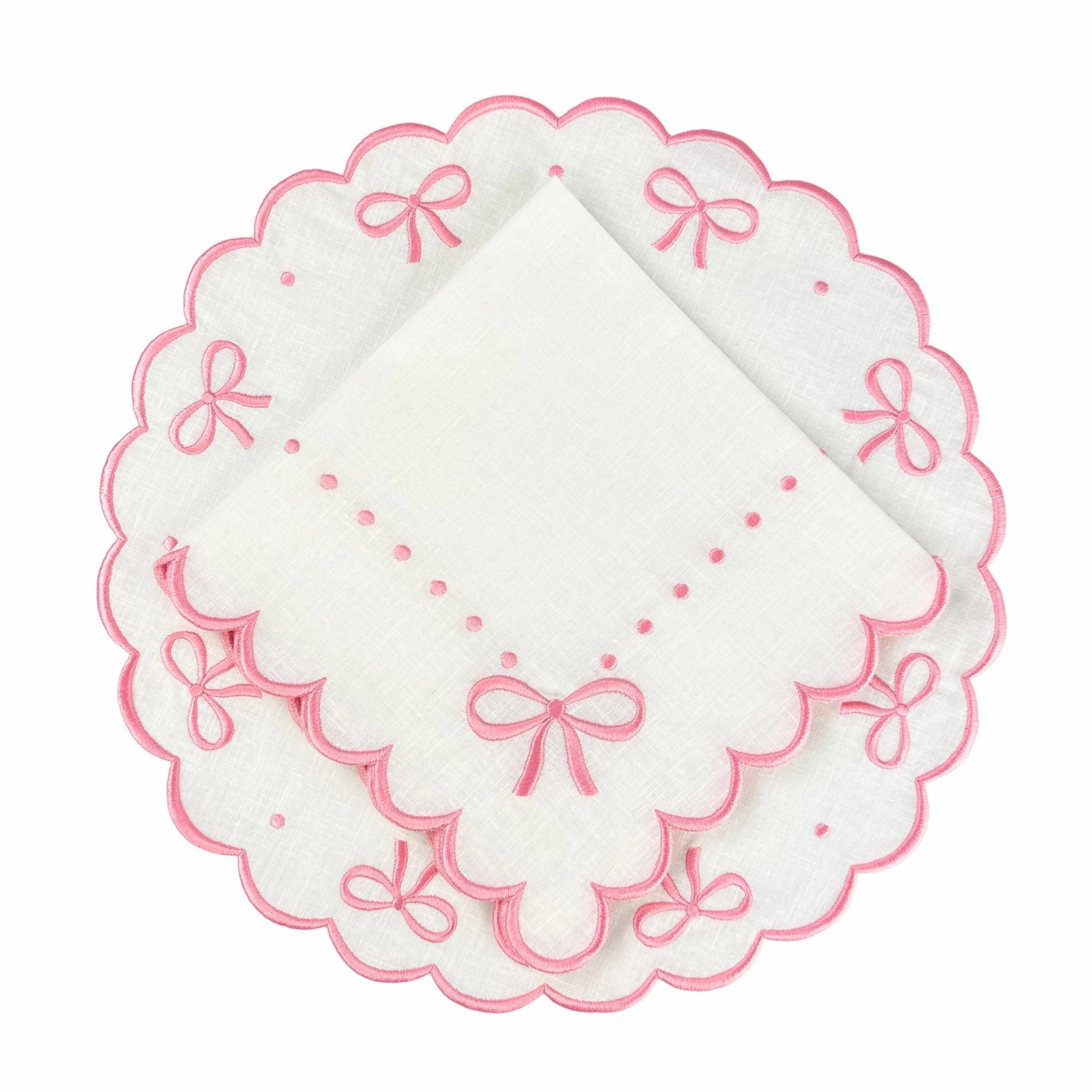 Studio Collection Juliet Bows Placemats in Linen White/Pink