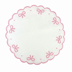 Studio Collection Juliet Bows Placemats in Linen White/Pink cute desktop display