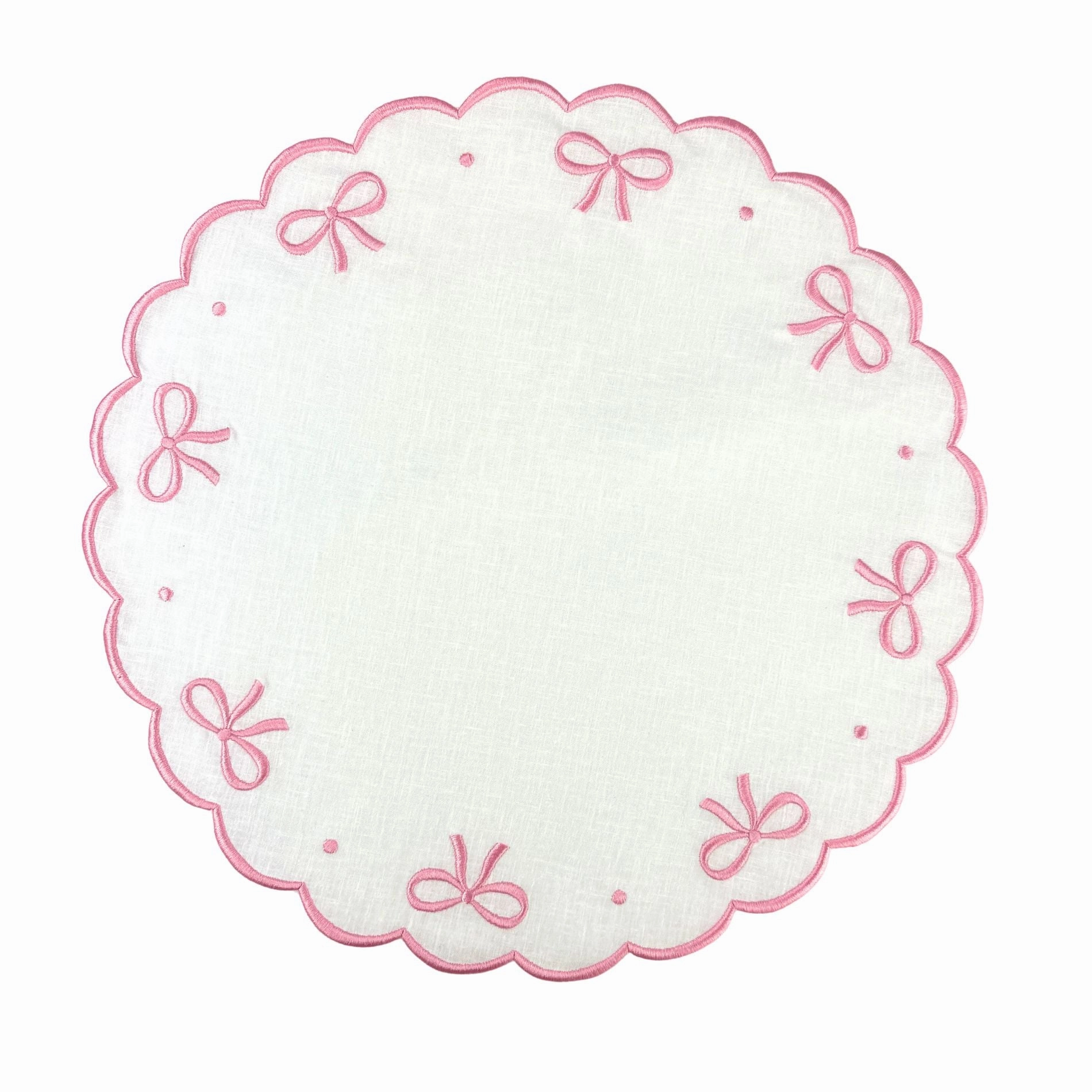 Studio Collection Juliet Bows Placemats in Linen White/Pink cute desktop display