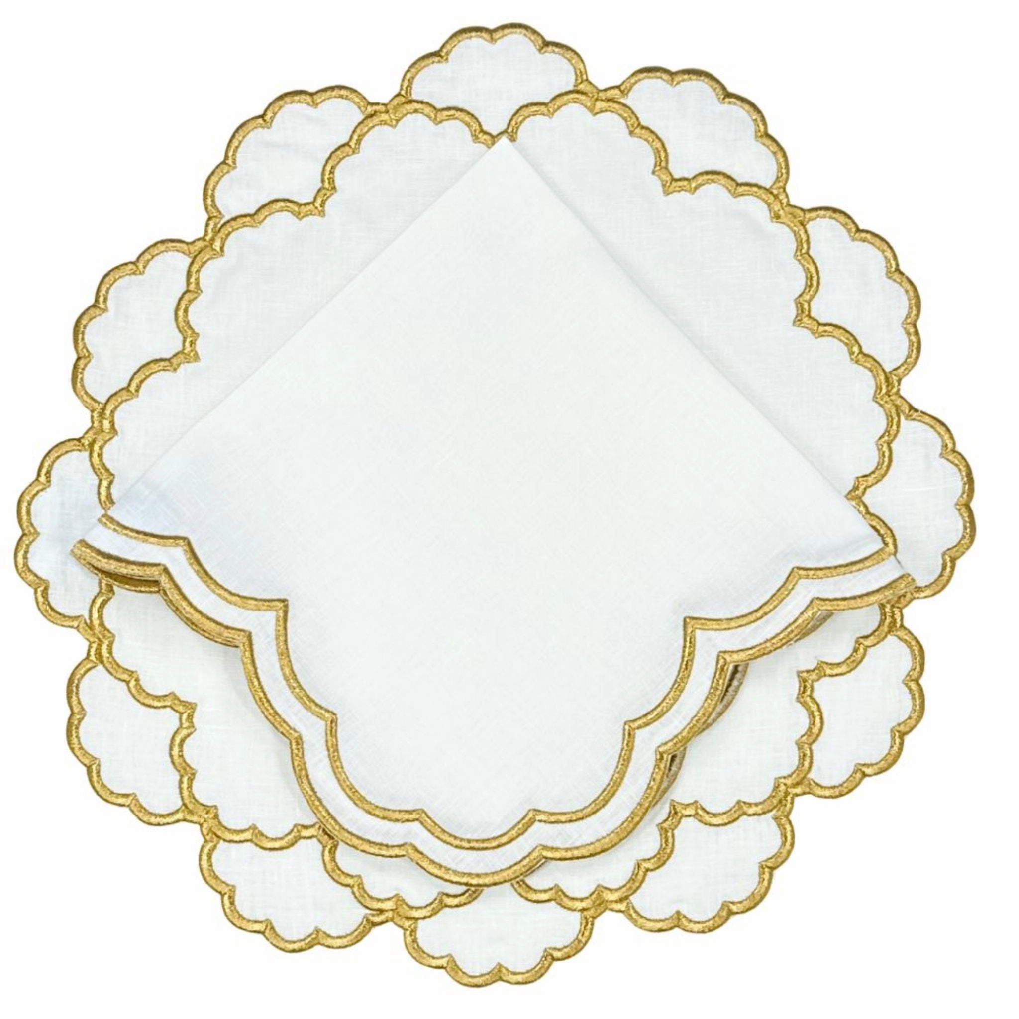 Studio Collection Lillian Napkin in White/Gold, Set of 4