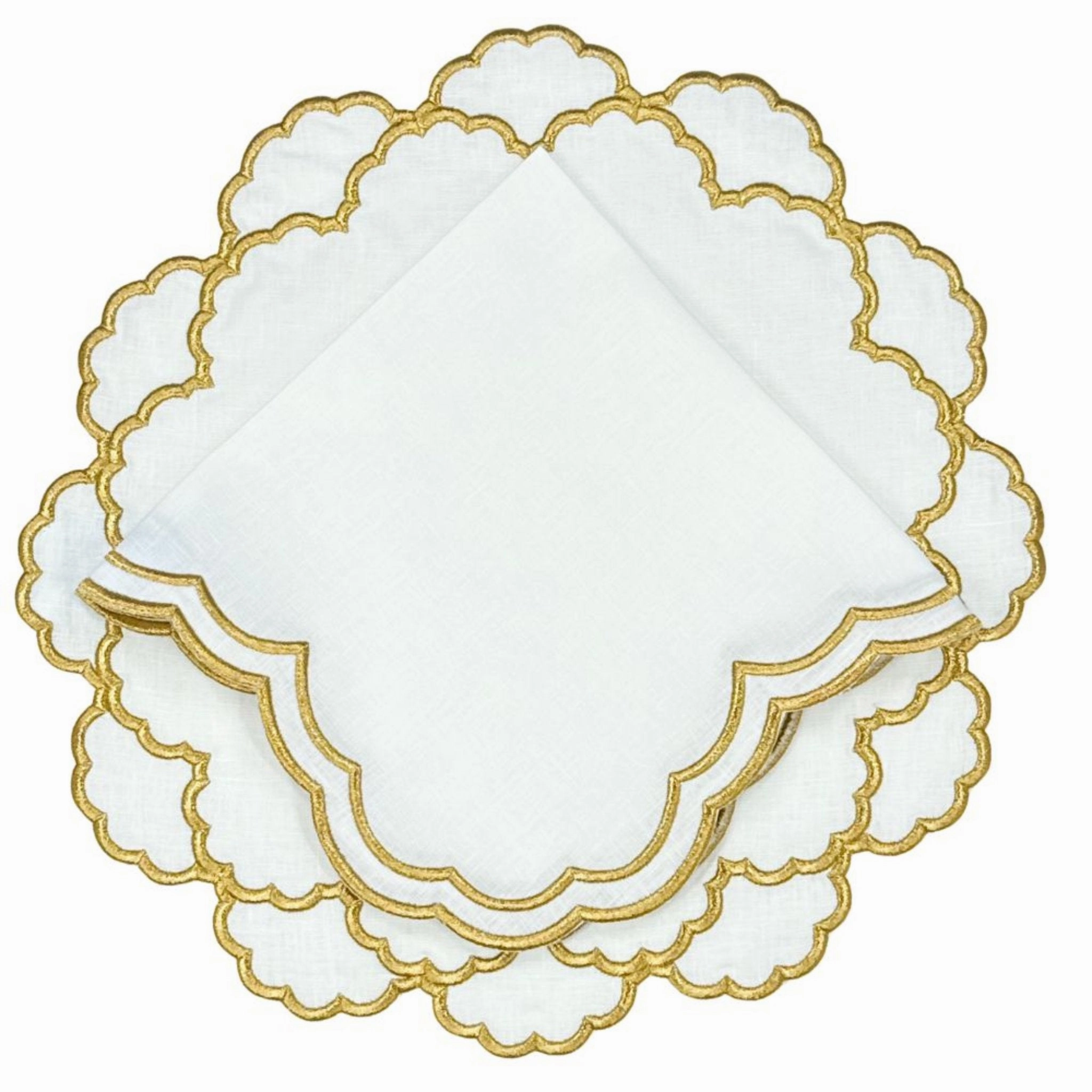 Studio Collection Lillian Napkin in White/Gold, Set of 4
