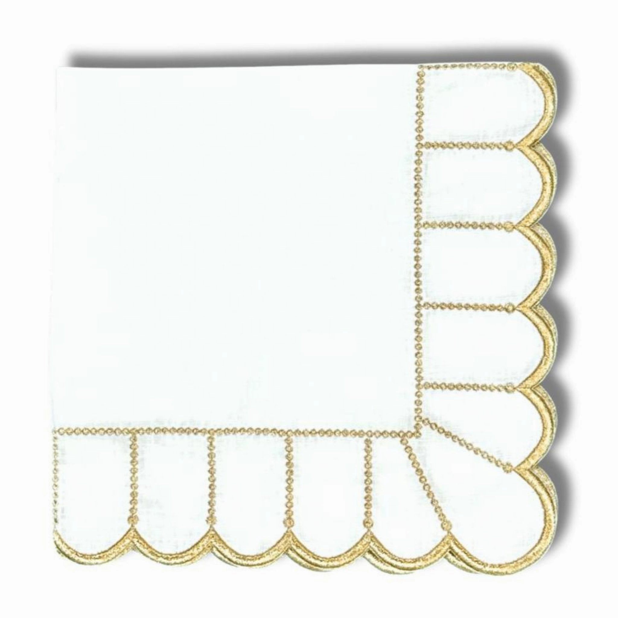 Studio Collection Linen Pippa Napkin in White/Gold, Set of 4 cute desktop display