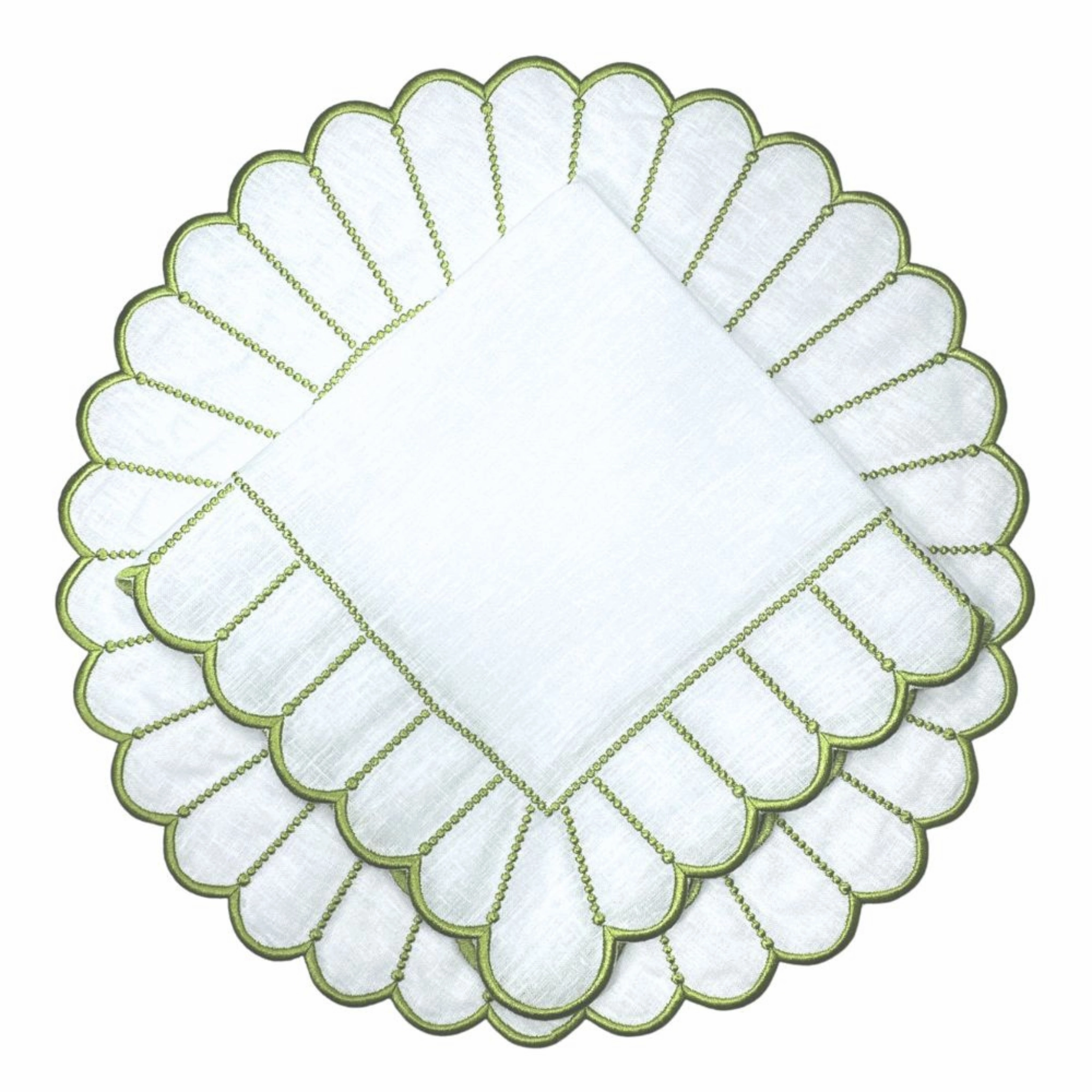 Studio Collection Linen Pippa Napkin in White/Green, Set of 4