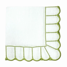 Studio Collection Linen Pippa Napkin in White/Green, Set of 4 cute desktop display