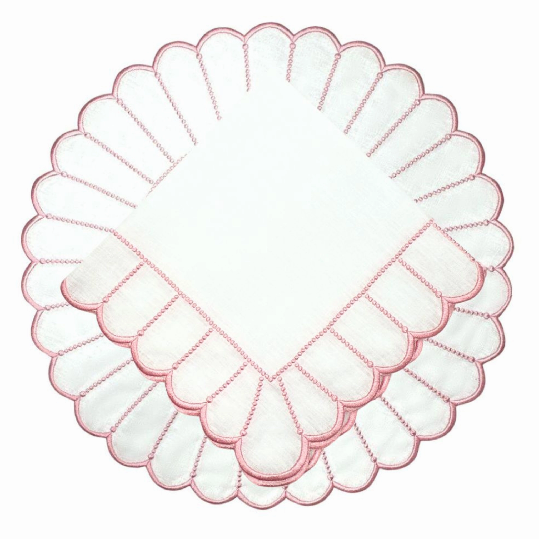 Studio Collection Linen Pippa Napkin in White/Pink, Set of 4