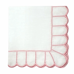 Studio Collection Linen Pippa Napkin in White/Pink, Set of 4 mini desktop sculpture