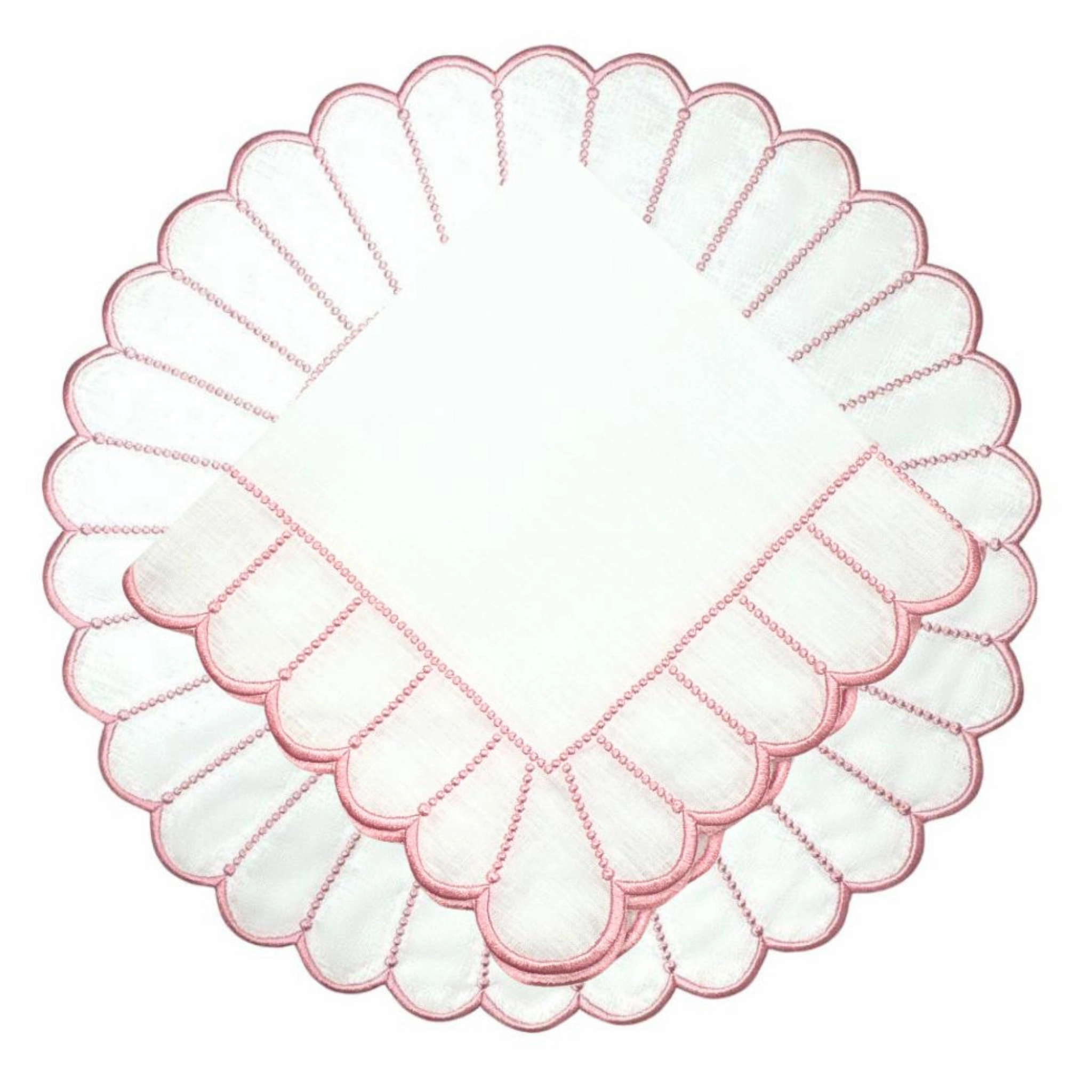 Studio Collection Linen Pippa Napkin in White/Pink, Set of 4