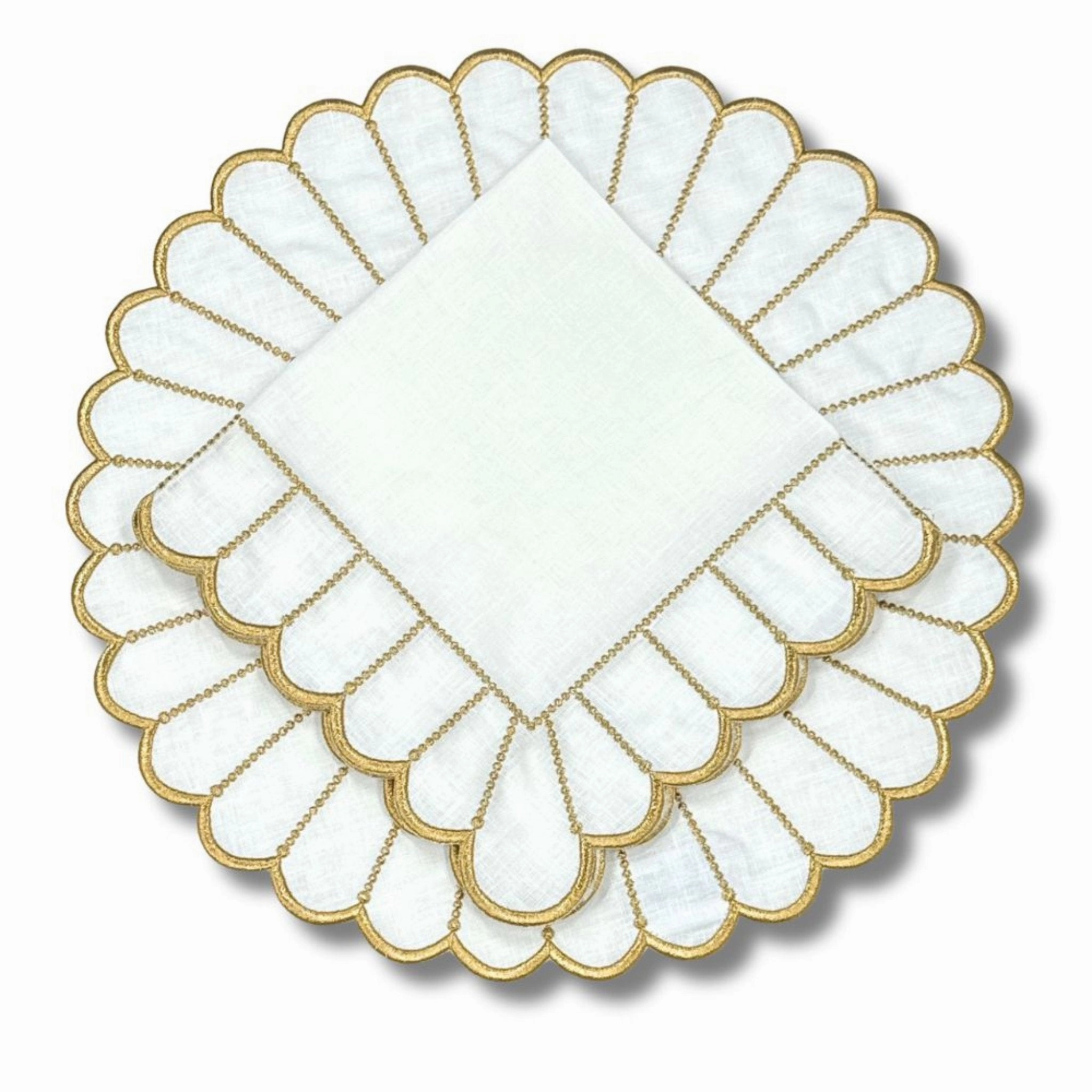 Studio Collection Linen Pippa Placemat in White/Gold, Set of 4