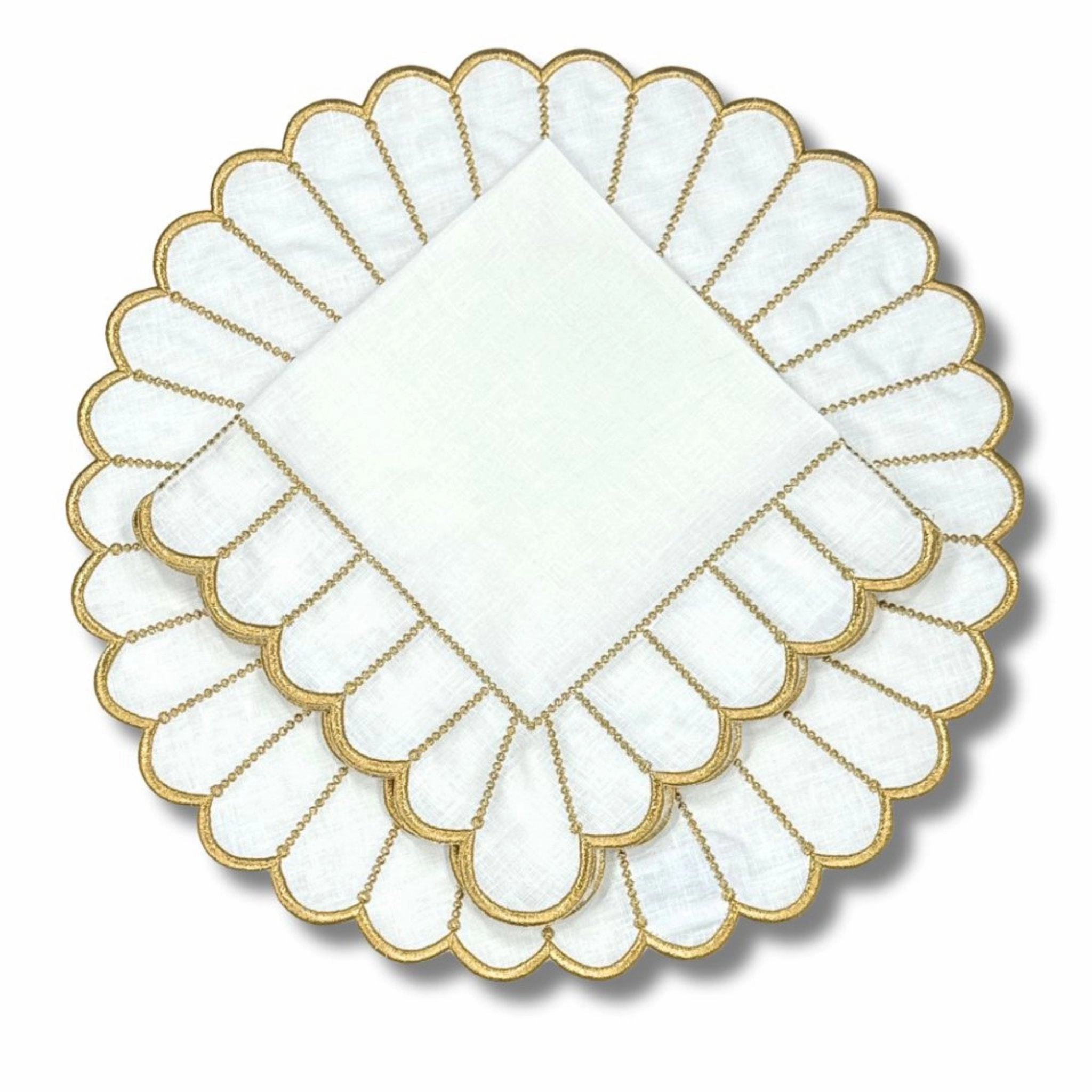 Studio Collection Linen Pippa Placemat in White/Gold, Set of 4