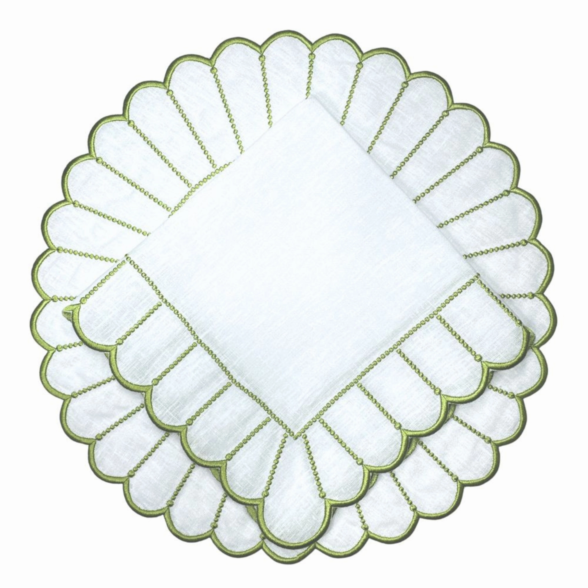 Studio Collection Linen Pippa Placemat in White/Green, Set of 4